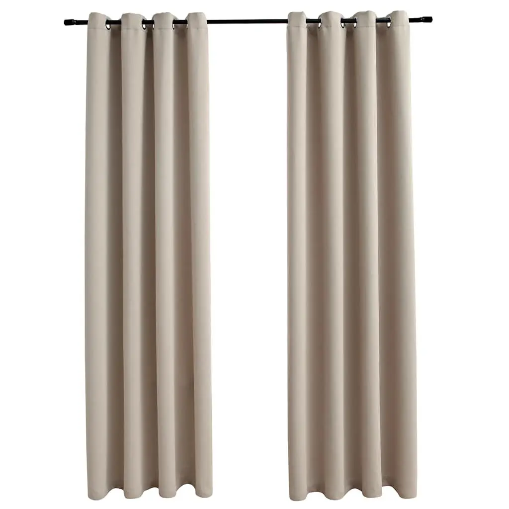 Blackout Curtains Rings 2 Panels Beige 54x63 Inches Thermal Insulated Drapes