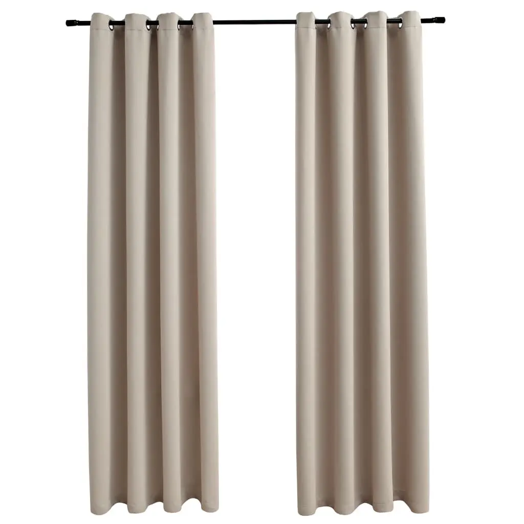 Blackout Curtains Rings 2 Panels Beige 54x95 Inches Extra Long Thermal Drapes