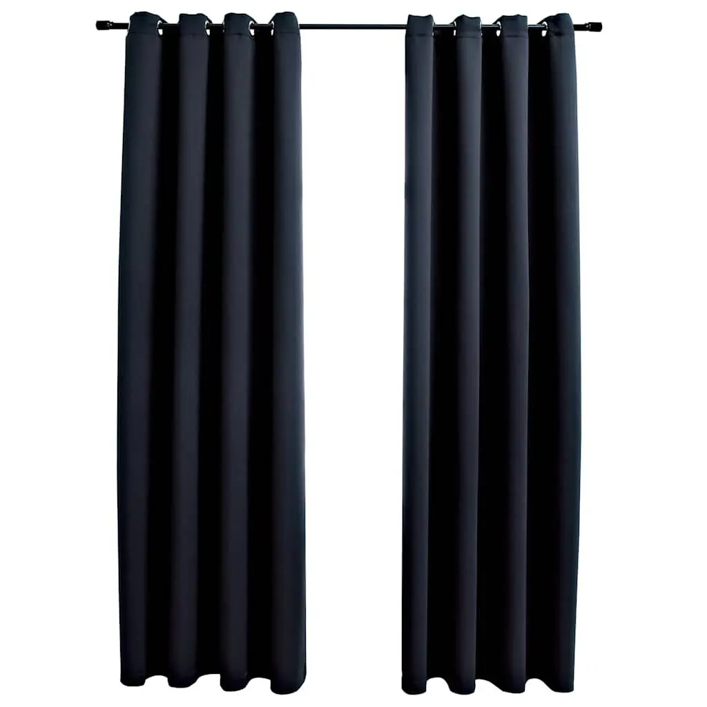 Blackout Curtains Rings 2 Panels Black 54x95 Inches Thermal Insulated Drapes