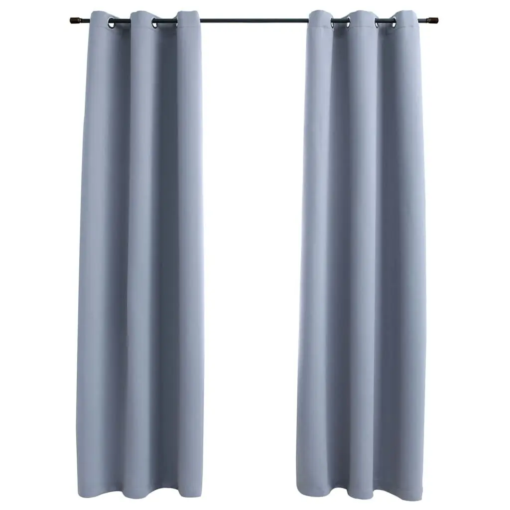 Blackout Curtains Rings 2 Panels Gray 37x95 Inches Fabric Window Treatments
