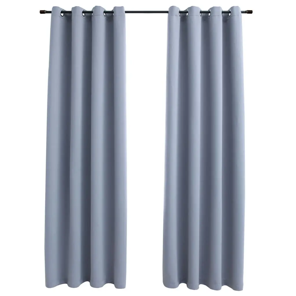 Blackout Curtains Rings 2 Panels Gray 54x95 Inches Fabric Window Treatments
