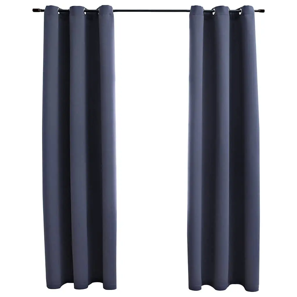 Blackout Curtains Rings 2 pcs Anthracite 37x63 Inch Thermal Insulated Drapes