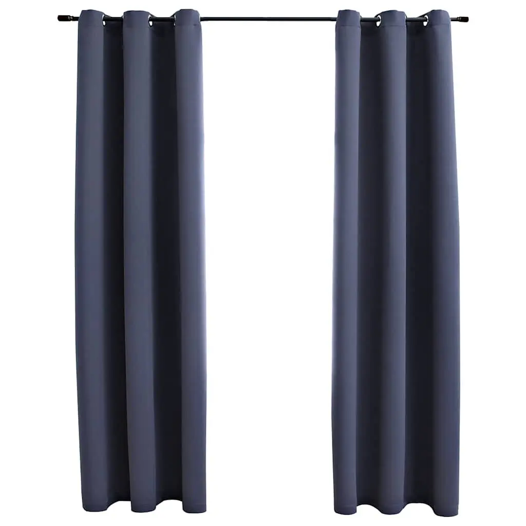 Blackout Curtains Rings 2 pcs Anthracite 37x84 Inch Room Darkening Panels
