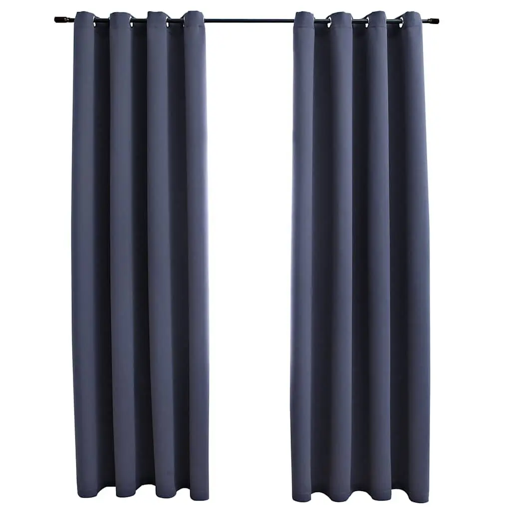 Blackout Curtains Rings 2 pcs Anthracite 54x95 Inch Extra Long Thermal Panels