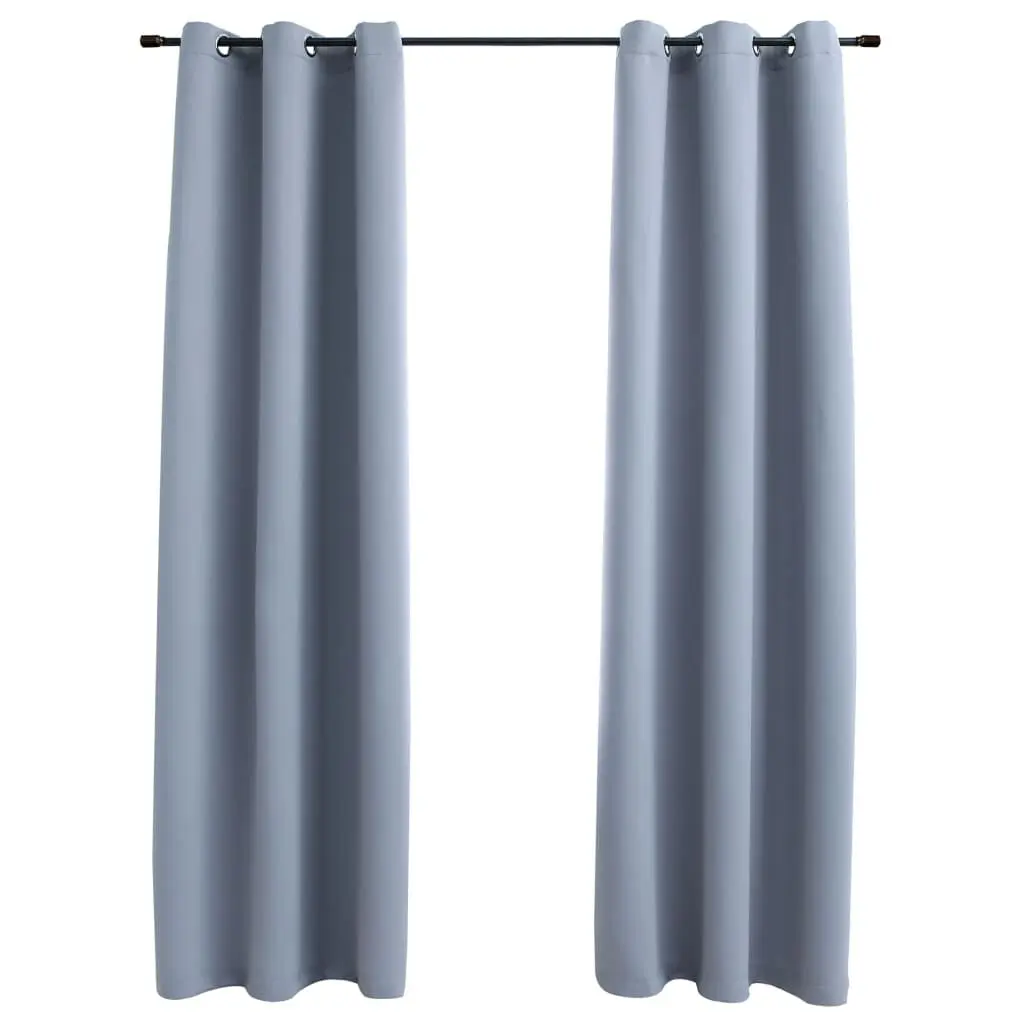 Blackout Curtains Rings 2 pcs Gray 37x63 Inches Thermal Insulated Window Drapes