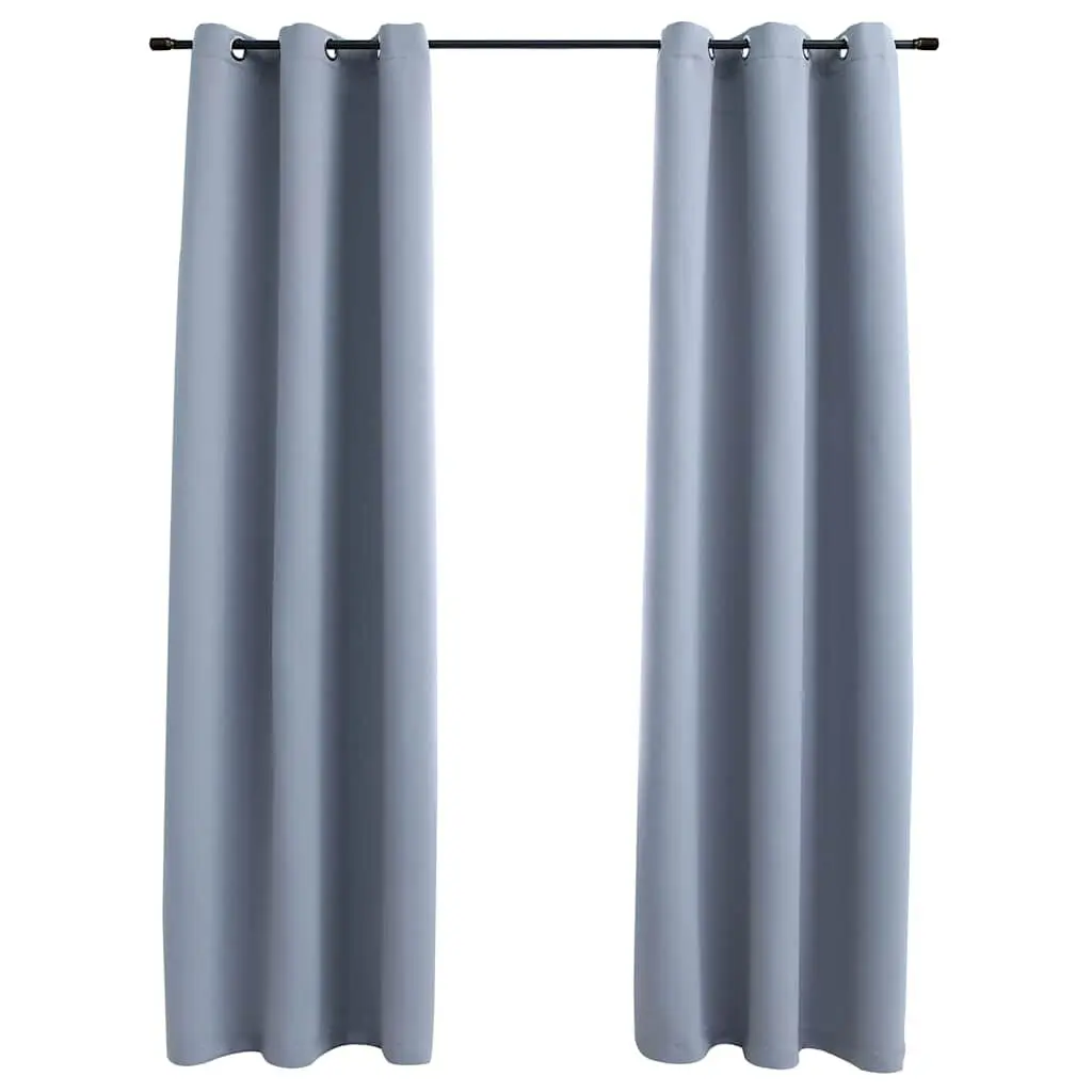 Blackout Curtains Rings 2 pcs Gray 37x84 Inches Light Blocking Window Panels
