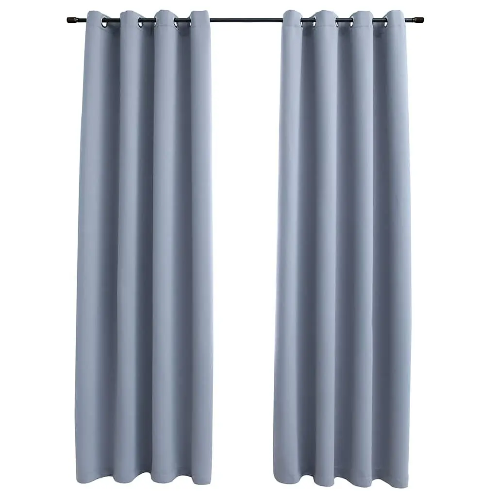 Blackout Curtains Rings 2 pcs Gray 54x84 Inches Room Darkening Window Coverings