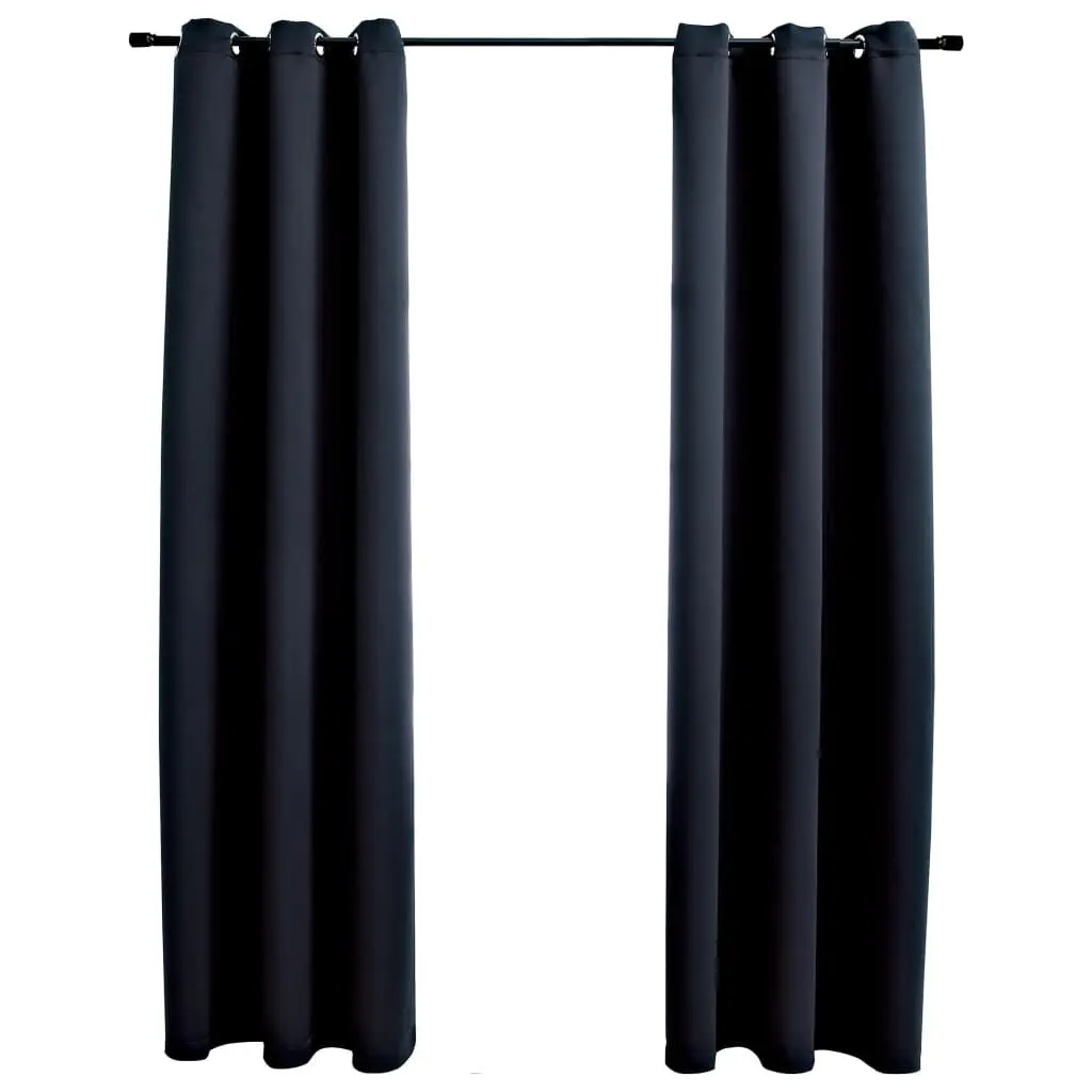 Blackout Curtains Rings 2 pcs Black 37x95 Inches Fabric