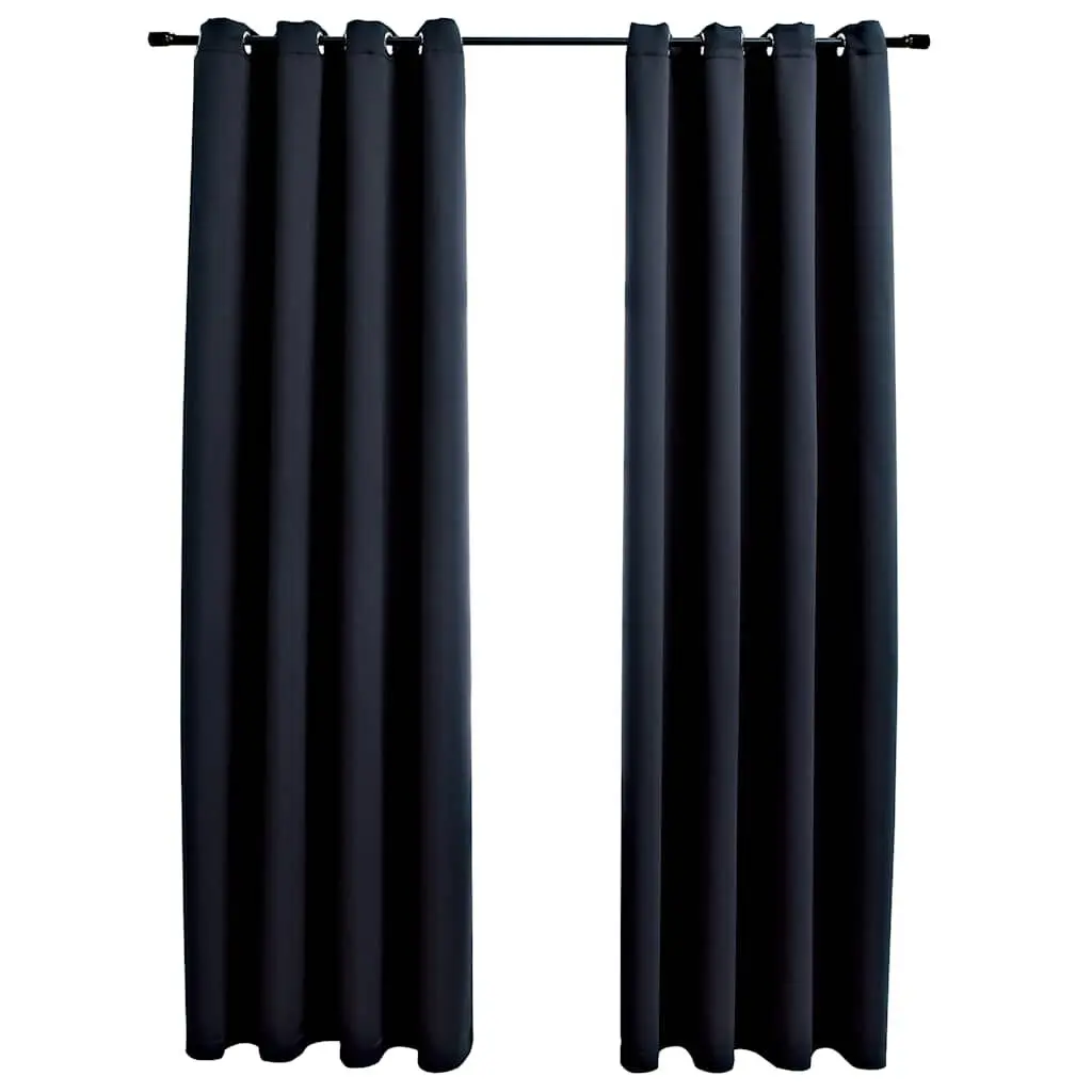 Blackout Curtains Rings 2 pcs Black 54x63 Fabric Window Treatments