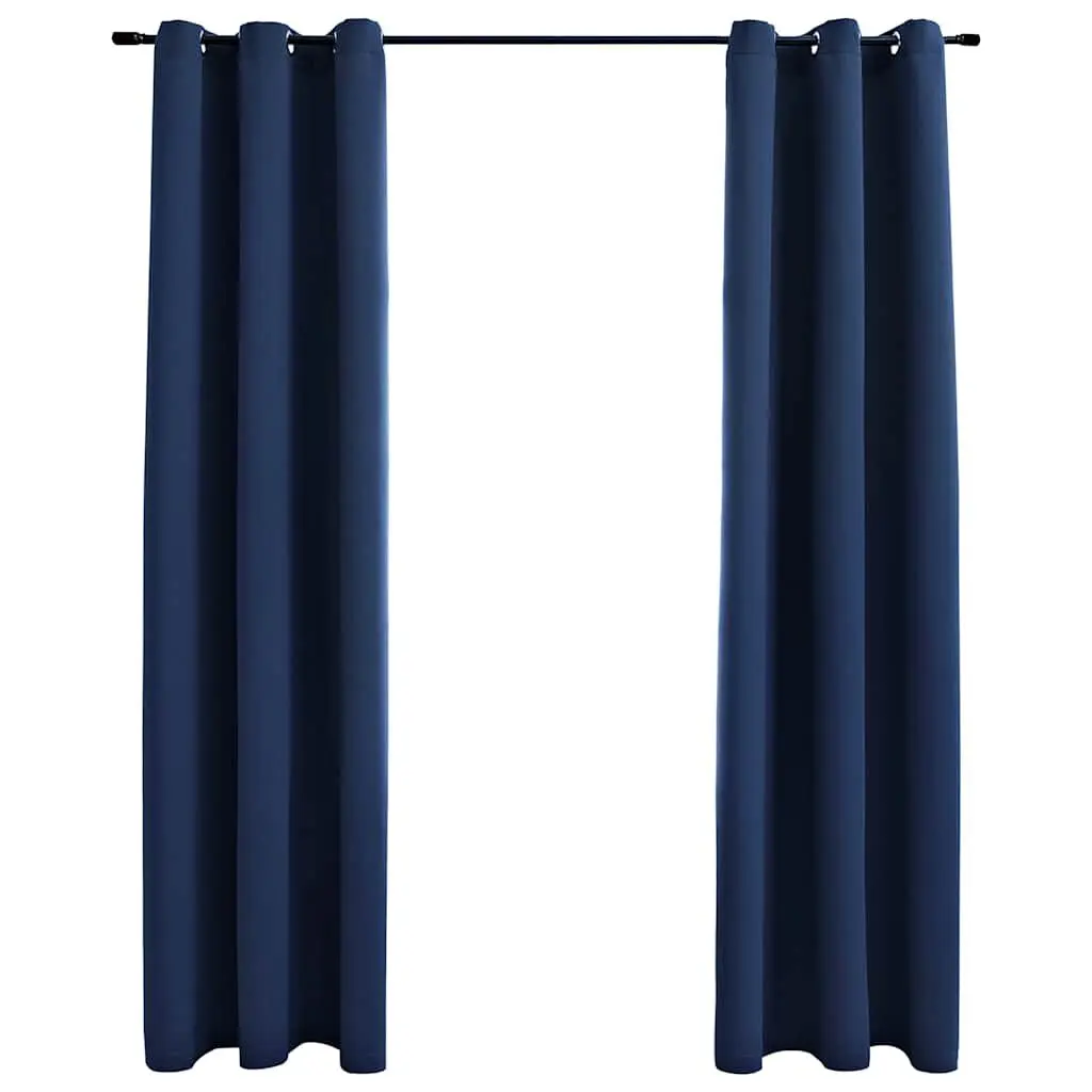 Blackout Curtains Rings 2 pcs Navy Blue 37x84 Inch Fabric Window Treatment
