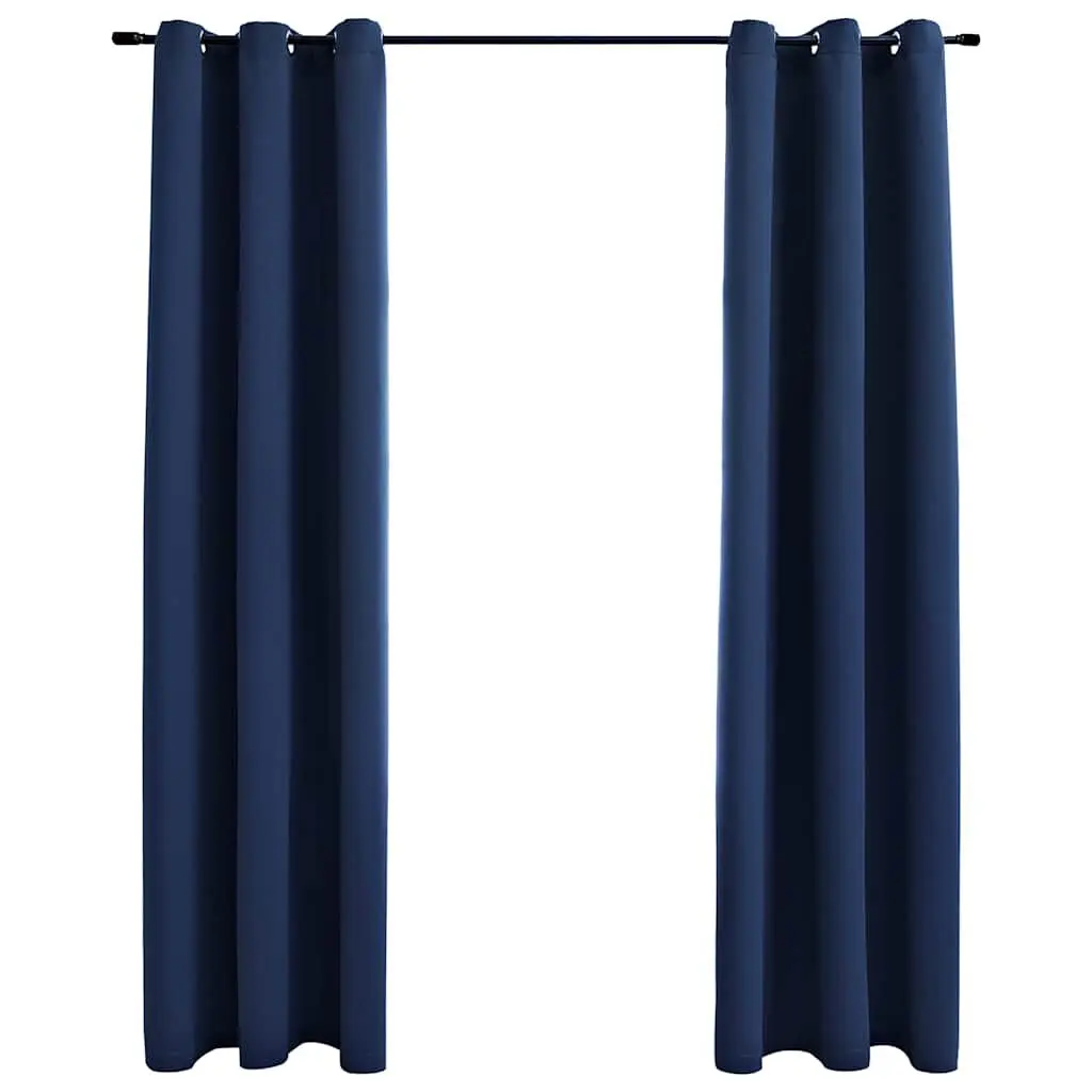 Blackout Curtains Rings 2 pcs Navy Blue 37x95 Inch Fabric Window Treatment