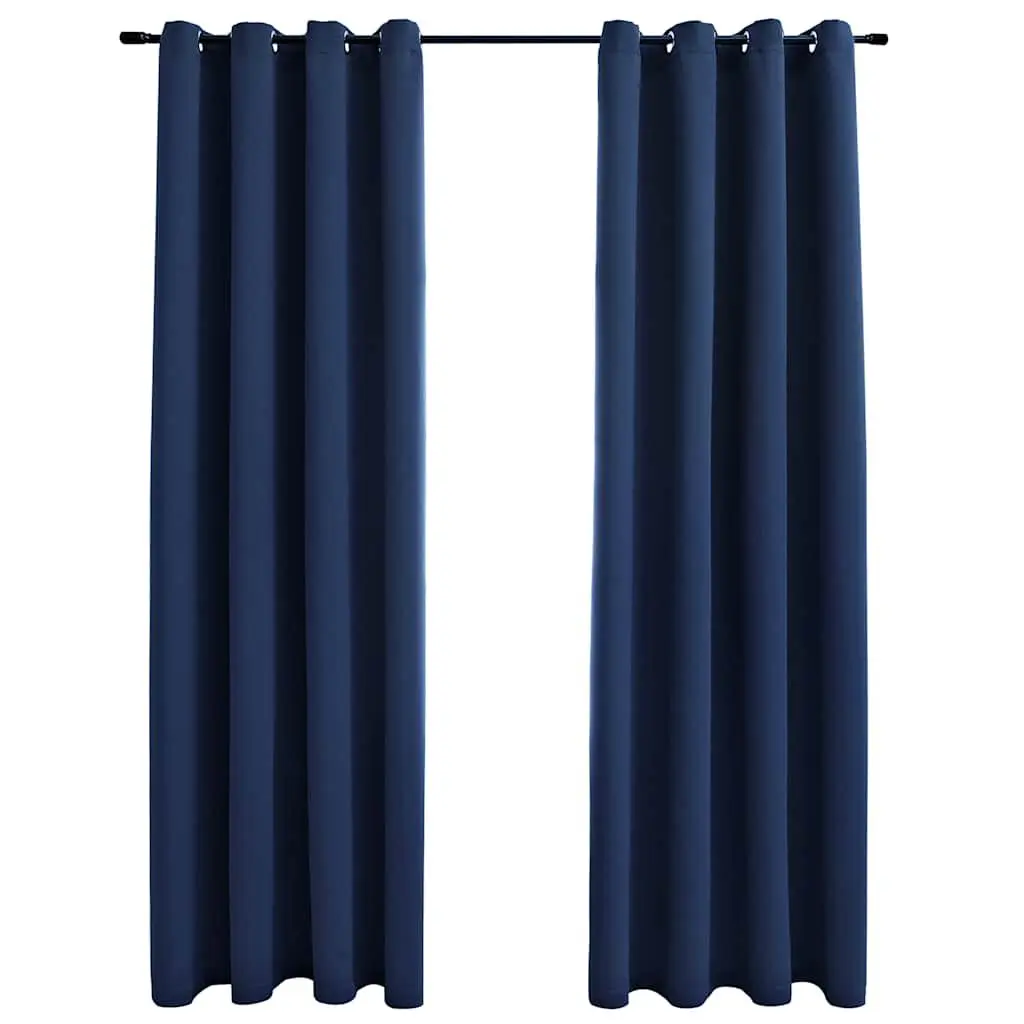 Blackout Curtains Rings 2 pcs Navy Blue 54x63 Inch Fabric Window Treatment