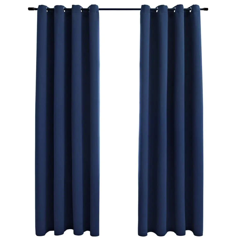 Blackout Curtains Rings 2 pcs Navy Blue 54x95 Inch Fabric Window Treatment