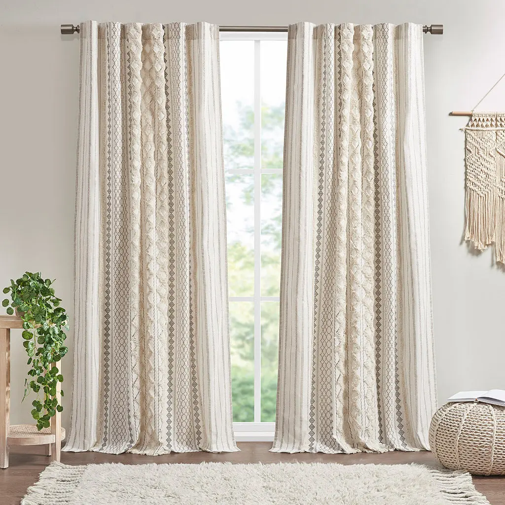 Cotton Chenille Stripe Printed Curtain Panel Lining jla