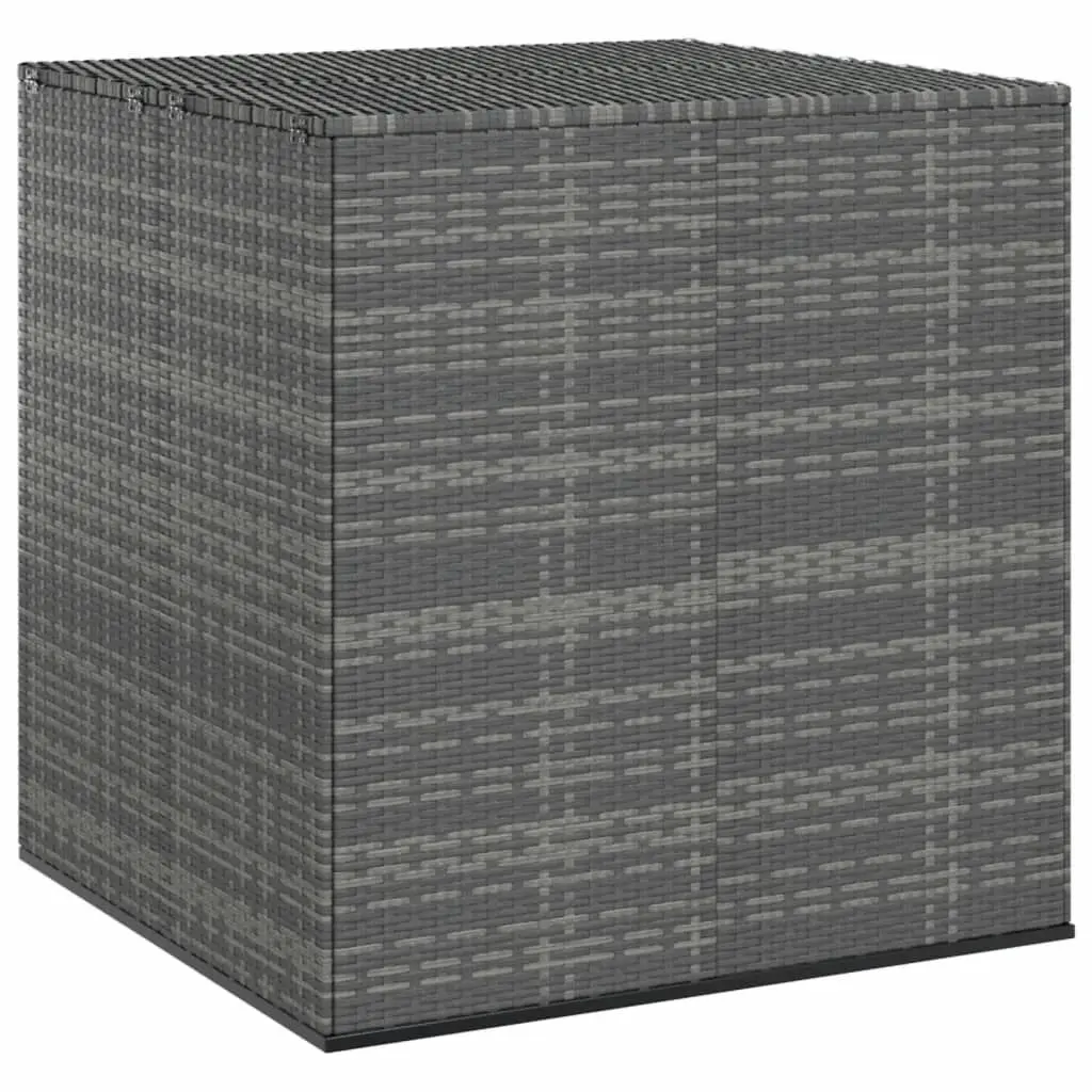 Gray PE Rattan Patio Cushion Storage Box Outdoor Furniture