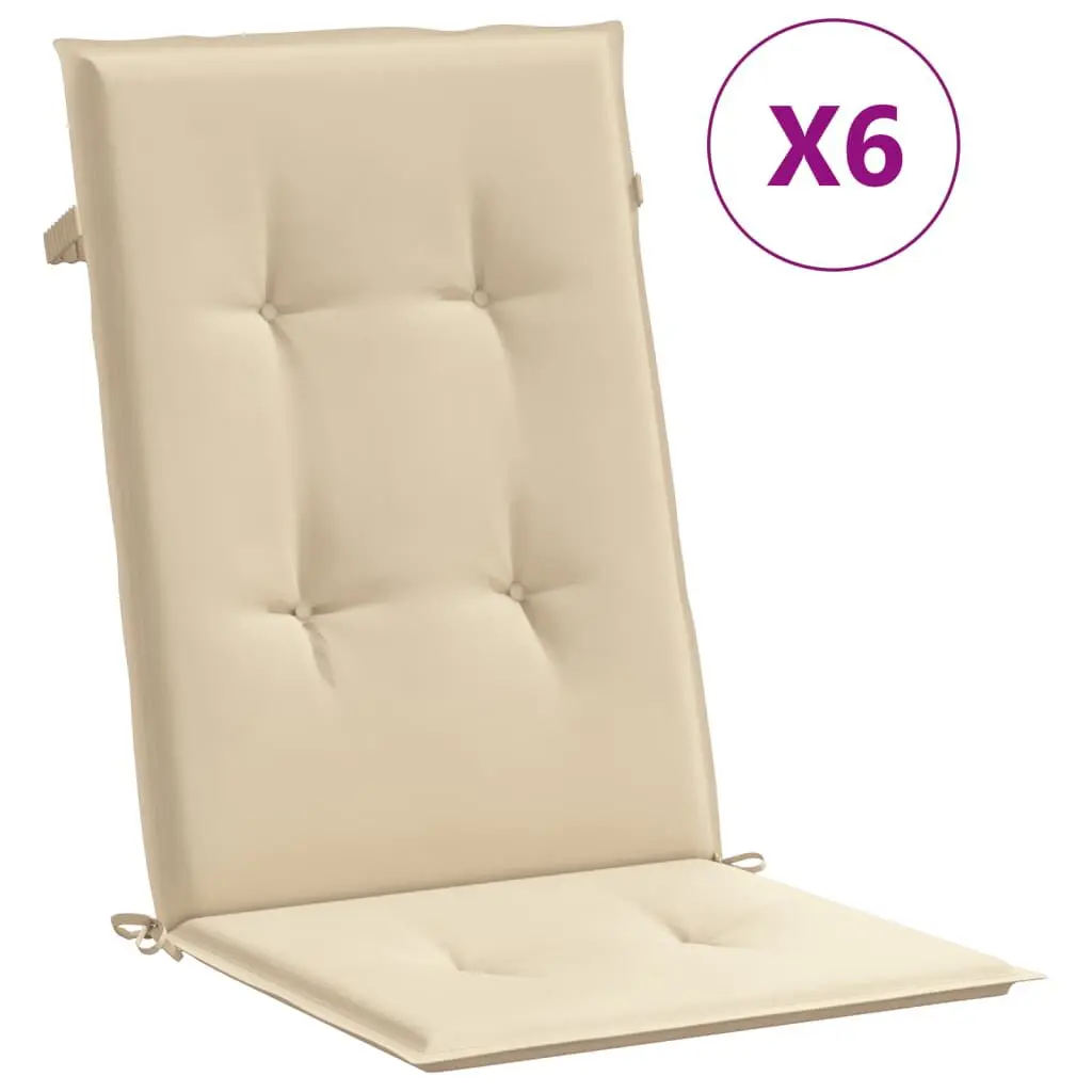 Garden Highsupport Chair Cushions 6 pcs Beige 47.2x19.7x1.2 Inches Patio Furniture Pads