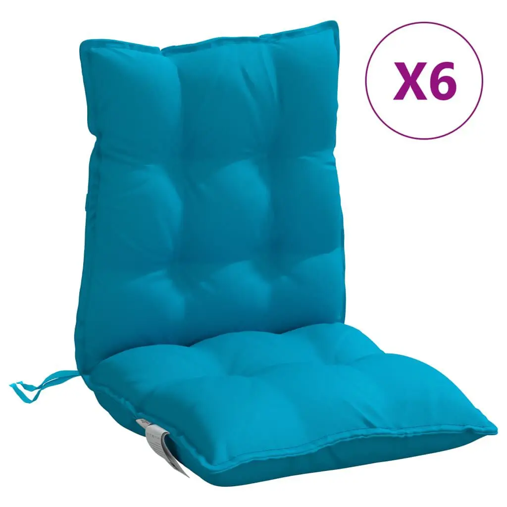 6-Piece Light Blue Oxford Fabric Low Support Chair Cushions