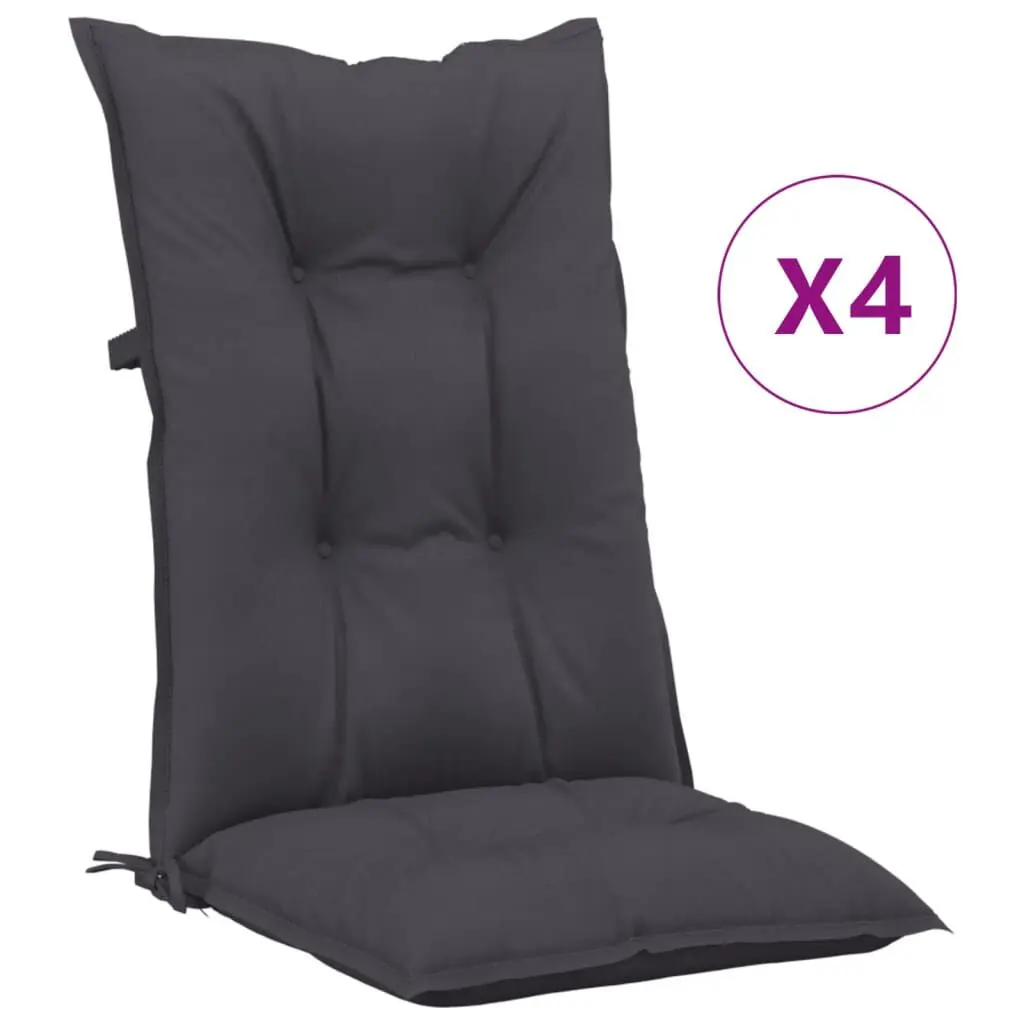 Garden Highsupport Chair Cushions 4 pcs Anthracite 47.2x19.7x2.8 Inches Fabric Seat Pads