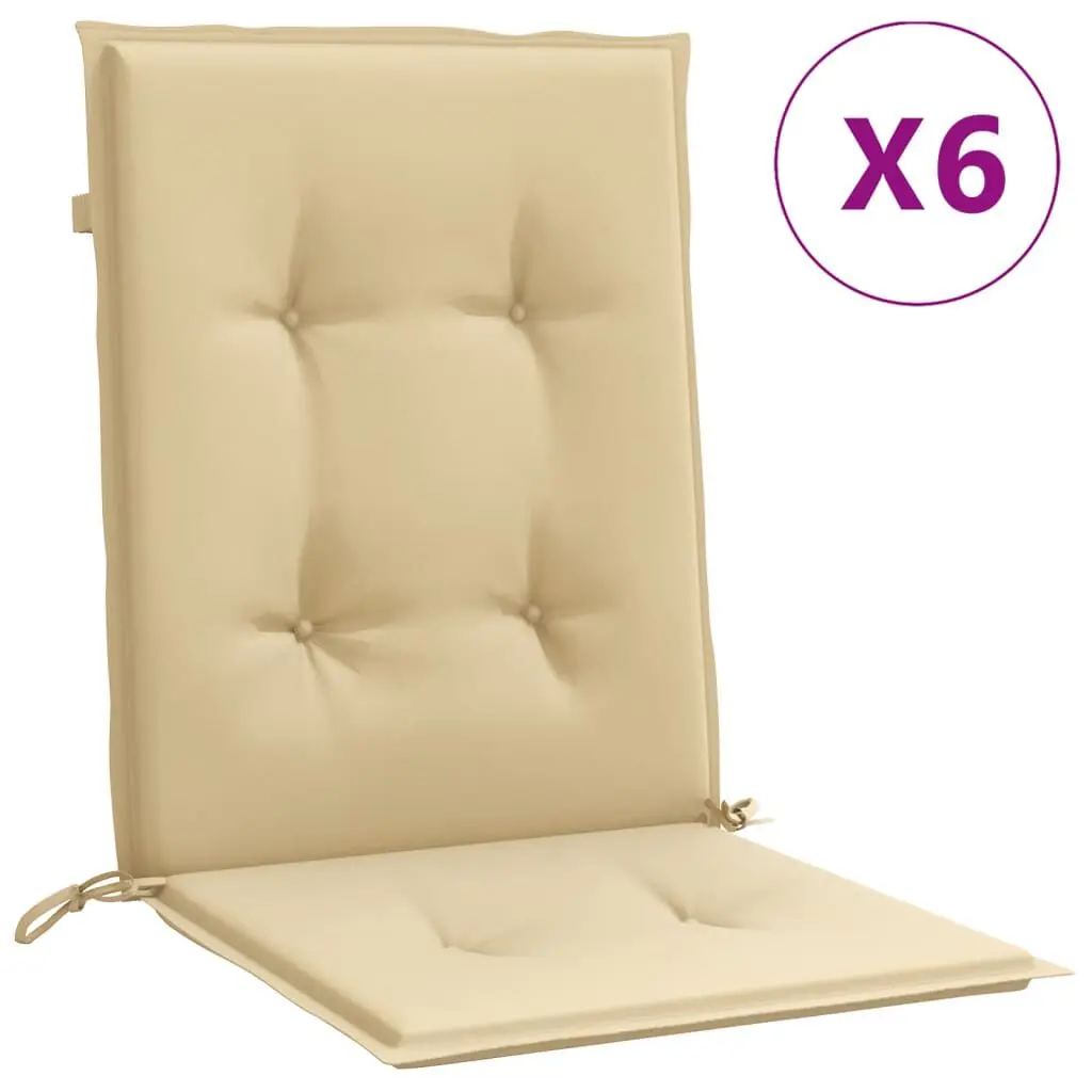 Low Support Chair Cushions 6 Pack Melange Beige 39.4x19.7x1.6 Inches Fabric