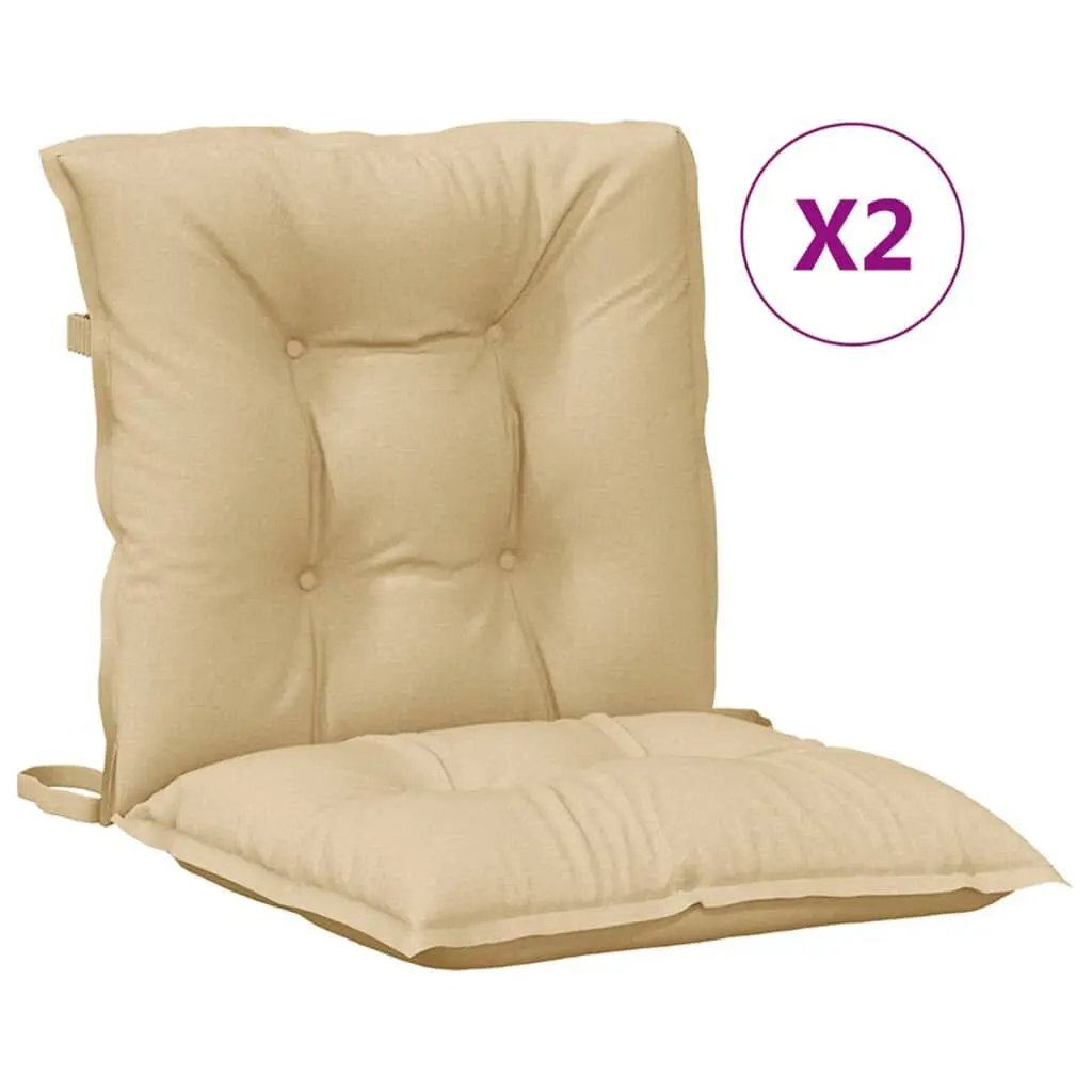 Low Support Chair Cushions 2 Pack Melange Beige 39.4x19.7x2.8 Inches Thick Fabric
