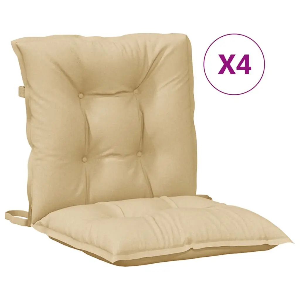 Low Support Chair Cushions 4 Pack Melange Beige 39.4x19.7x2.8 Inches Thick Fabric