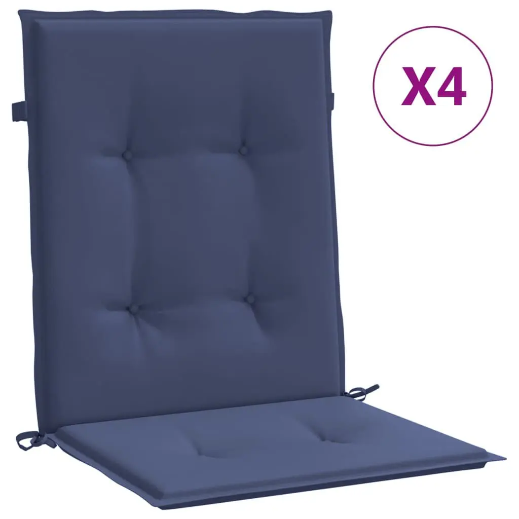 Low Support Chair Cushions 4 pcs Navy Blue Fabric