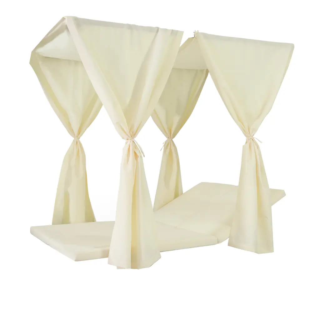 Kenzie Daybed Cushion and Drape Cream Water Resistant Material Outdoor Use nh-purenest