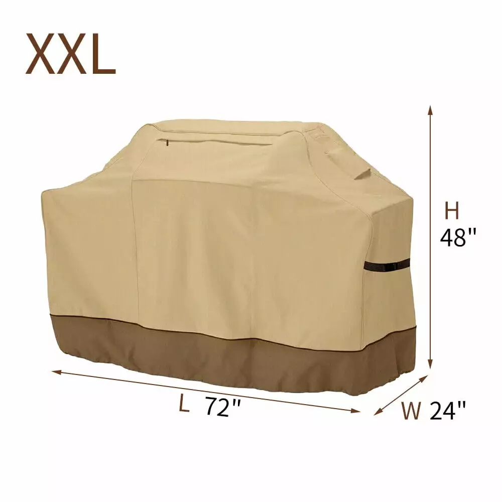 Onemayship Medium Waterproof BBQ Grill Cover Khaki Coffee Velcro 58