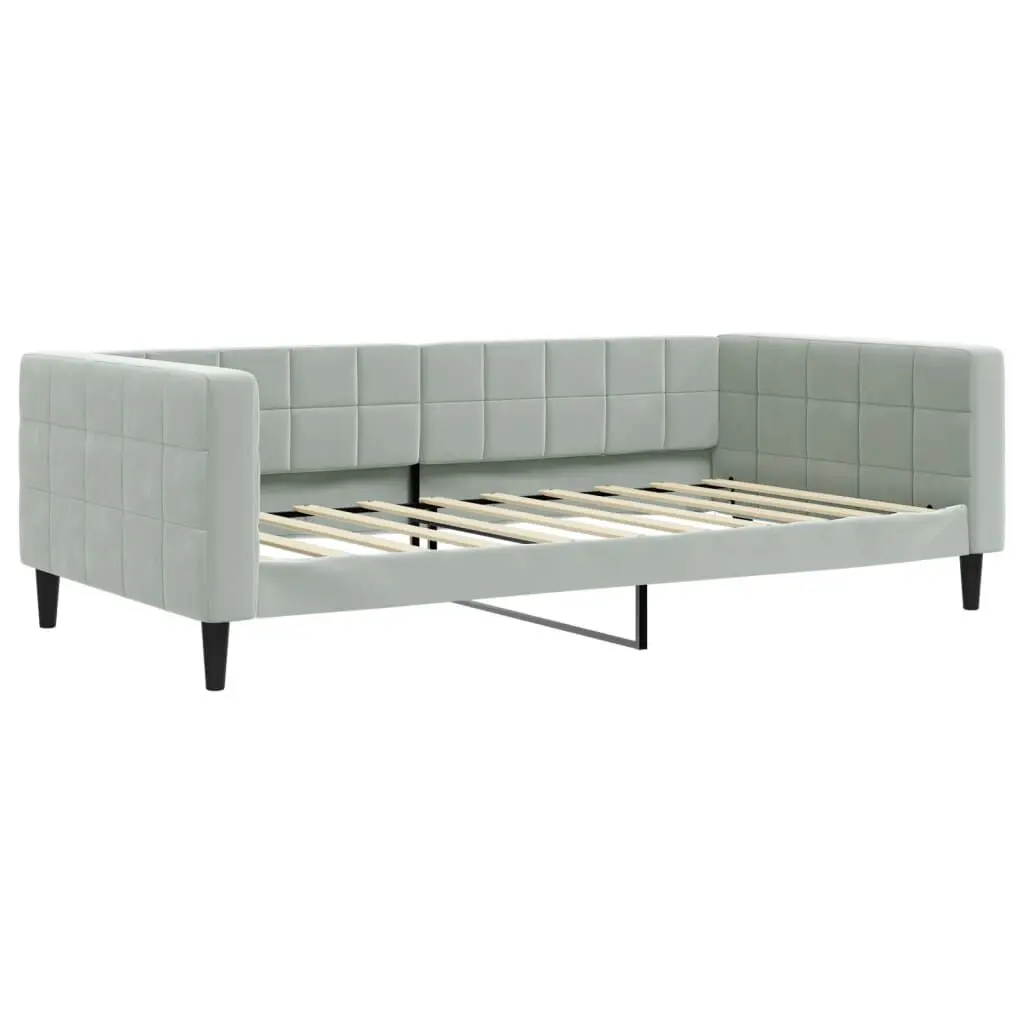 Day Bed without Mattress Light Gray 39.4x74.8 Inches Velvet Upholstered Furniture