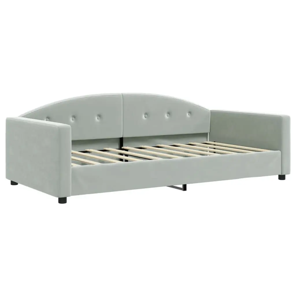 Day Bed without Mattress Light Gray 39.4x74.8 Inches Velvet Upholstered Furniture