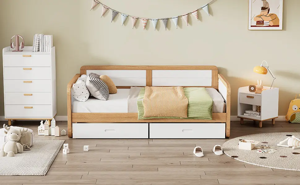 Twin Size Solid Wood Daybed 2 Storage Drawers Limited Space bed best