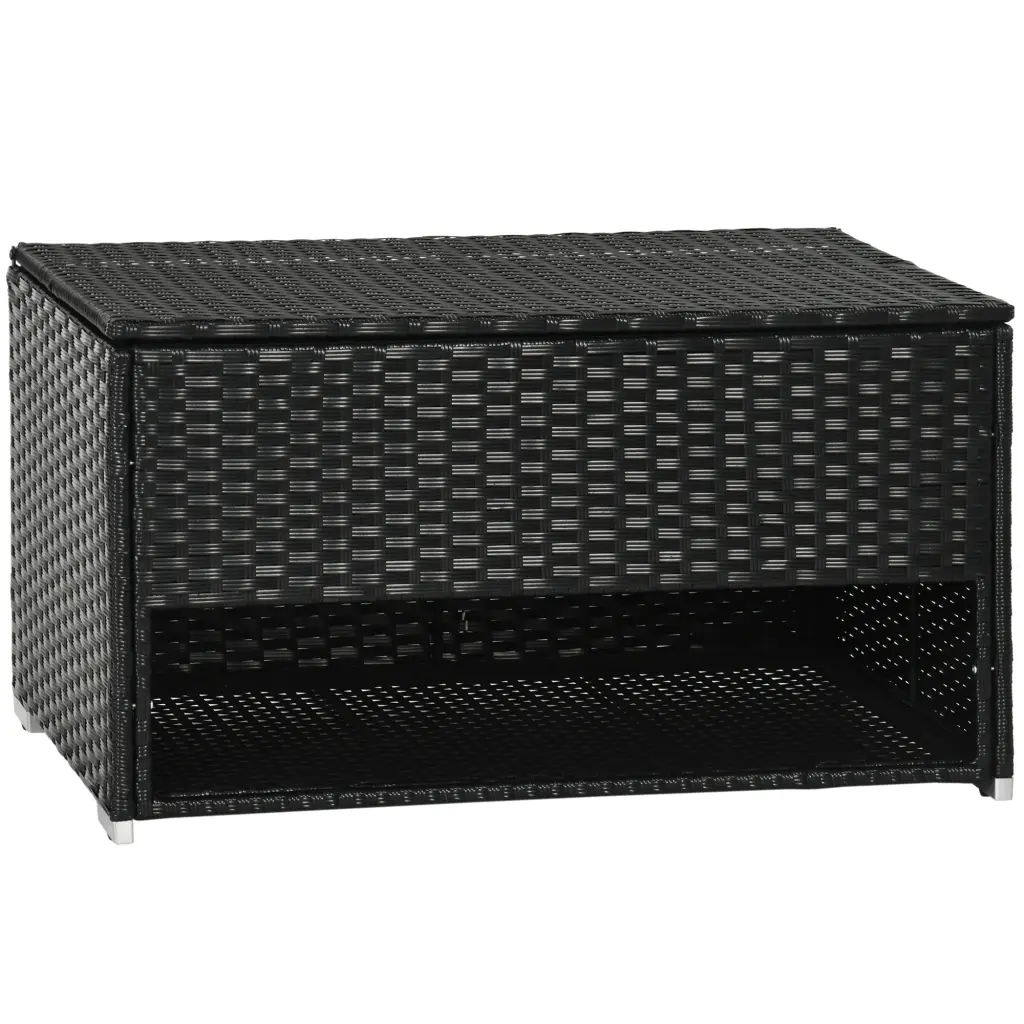 Outsunny Outdoor Deck Box and Shoe Storage PE Rattan Wicker Towel Rack aosom business
