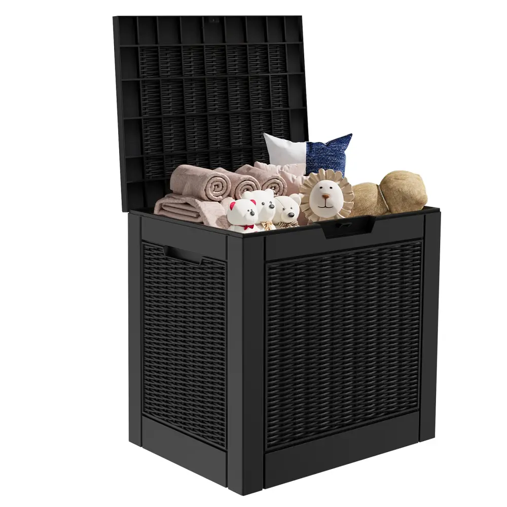 31 Gallon Rattan Resin Deck Box – Stylish Lockable Outdoor Storage Miniature Patios & Garden Essentials