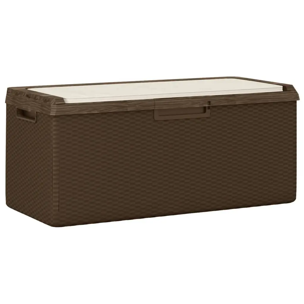 Patio Storage Box Seat Cushion Brown 92.5 Gallon PP Outdoor Deck Box