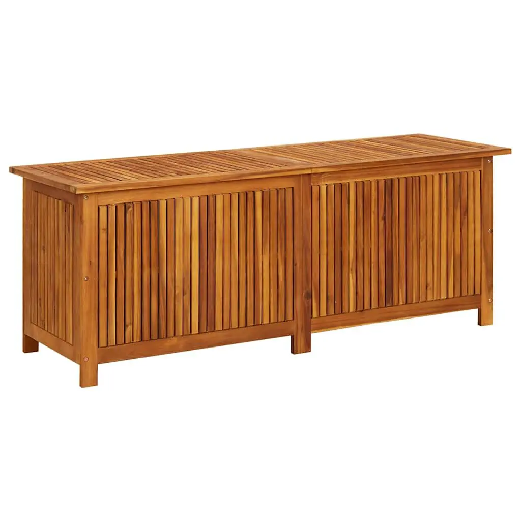 Solid Acacia Wood Patio Storage Box 59.1x19.7x22.8 Inches Outdoor Deck Box