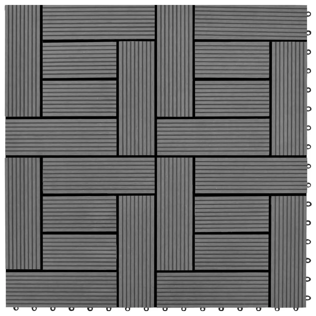 11-Piece Gray WPC Decking Tiles 11.8x11.8 Inches Patio Flooring