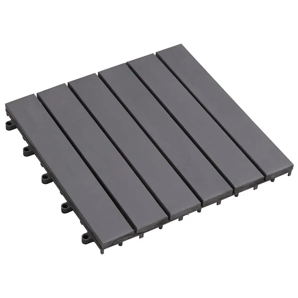 Decking Tiles 10 pcs Gray Wash 11.8x11.8 Inches Solid Acacia Wood Flooring