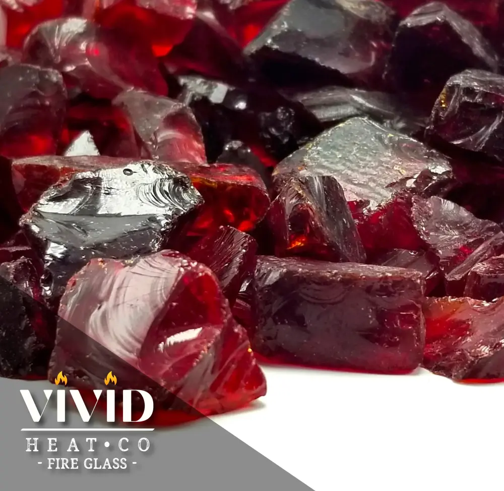 VIVID Heat - "Ruby Red" 1/4", (Price Pound) Tempered Fire Glass Rock
