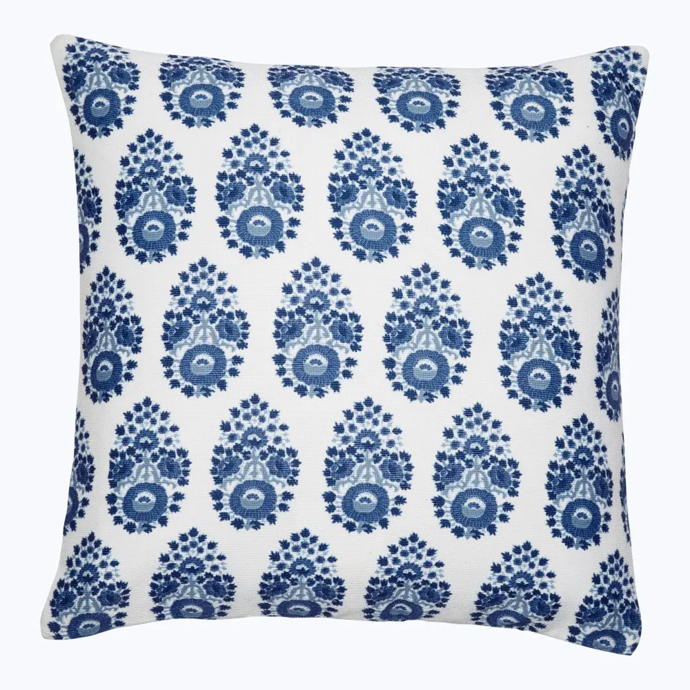 Adira Indigo Outdoor Pillow Reflective Glass