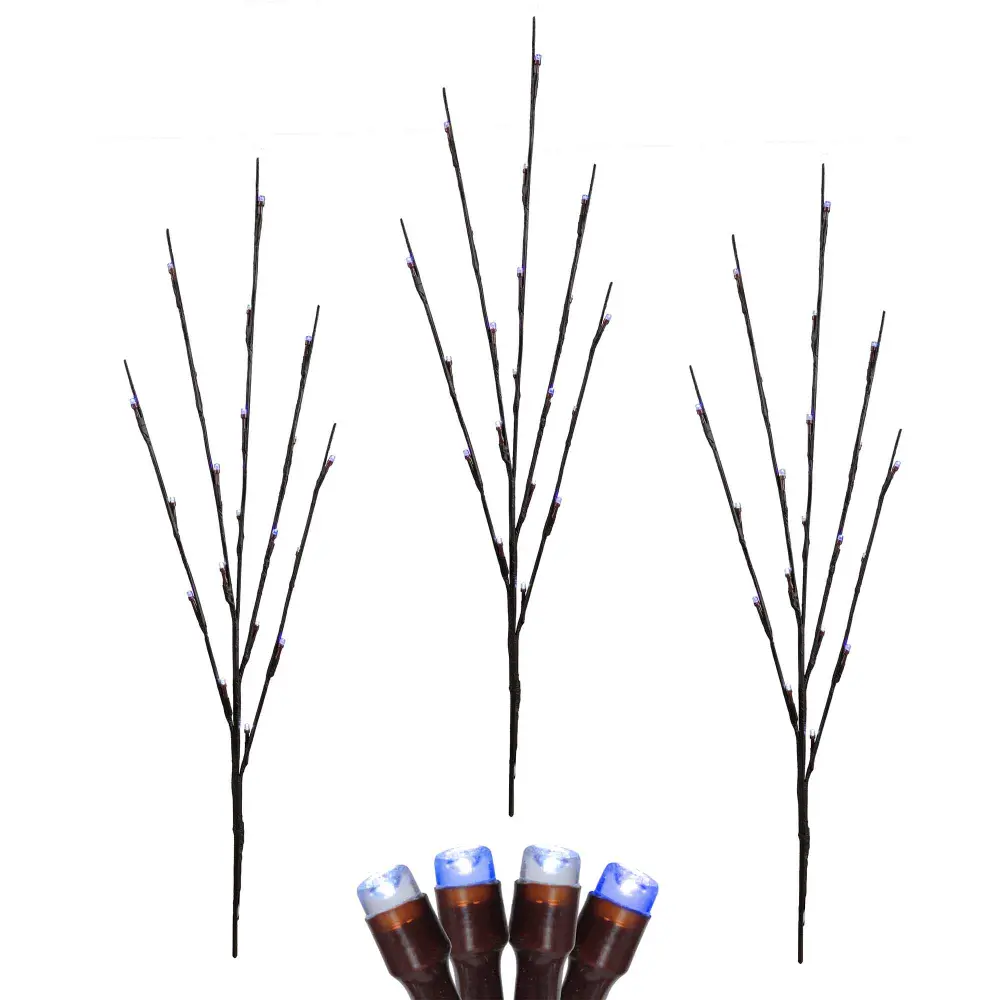 Adjust 3 Stakes Illuminated 60 LED Lights 30" (2.5'), Pure White and Blue