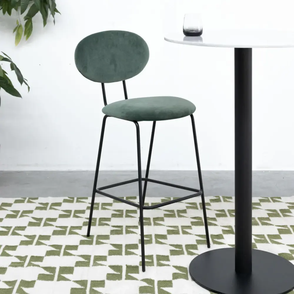 Bar stool - Dark emerald Velvet/Black - London