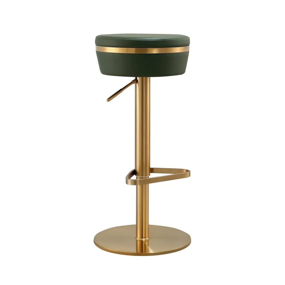 Handcrafted Artisan Astro Malachite Mint Performance Vegan Leather and Gold Adjustable Stool