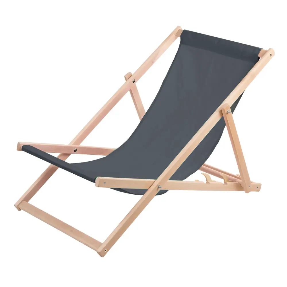WOOD OK Wooden Deck Chair Reclining Beach Patio Garden Spacious Seat