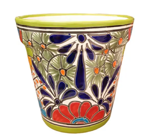 Avera Cono Hand Painted Planter 5.5 Inch Talavera Style Pot