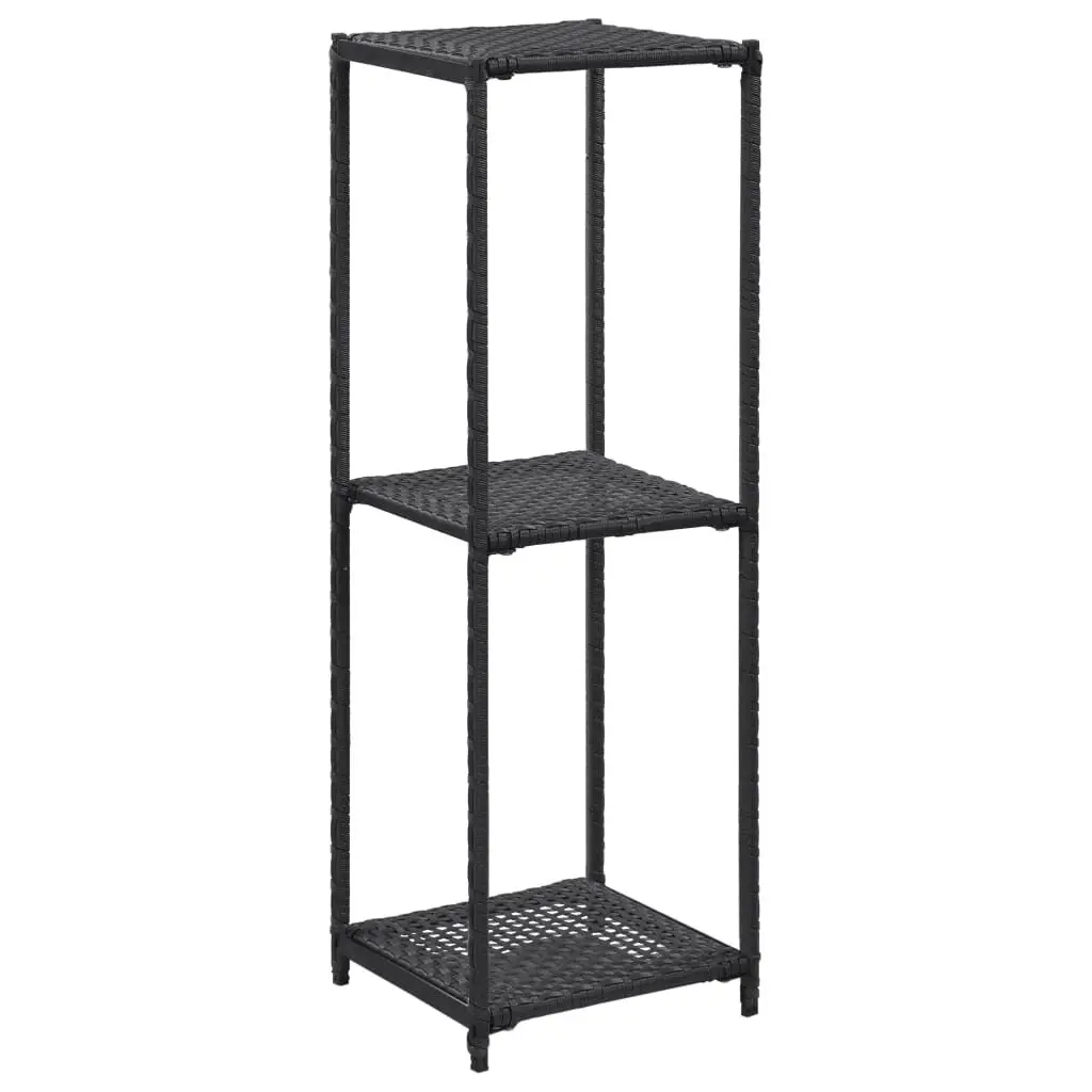 Storage Shelf Black 11.8x11.8x35.4 Inches Poly Rattan Organizer