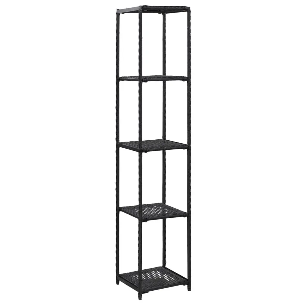 Storage Shelf Black 11.8x11.8x59.1 Inches Poly Rattan Organizer