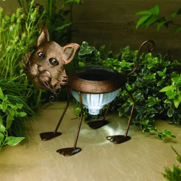 Smart Solar 3566WRM1 Solar-Powered Metal Cat Accent LED Light