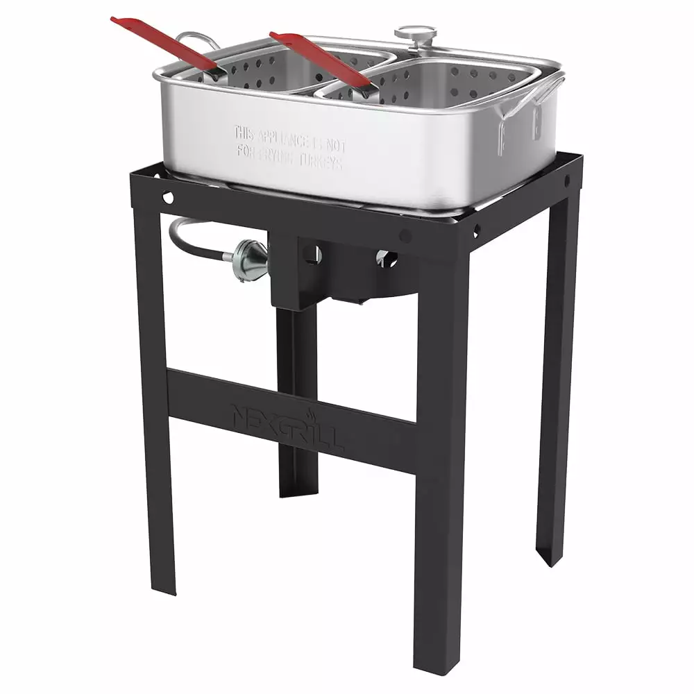 Nexgrill 18 Qt Aluminum Fish Fryer Double Basket Outdoor Deep Fryer and Boiler 10