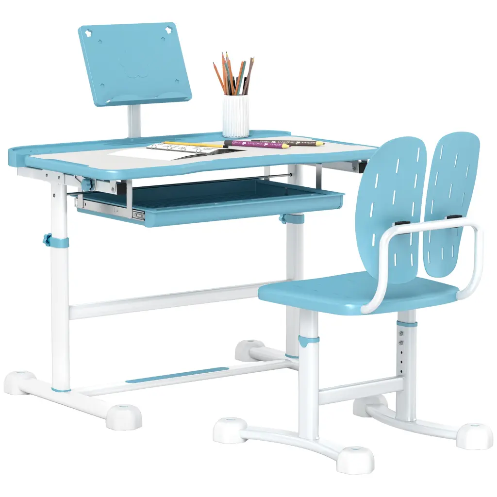 Qaba Kids Desk And Chair Set Height Customizable Kids School Study Desk aosom business