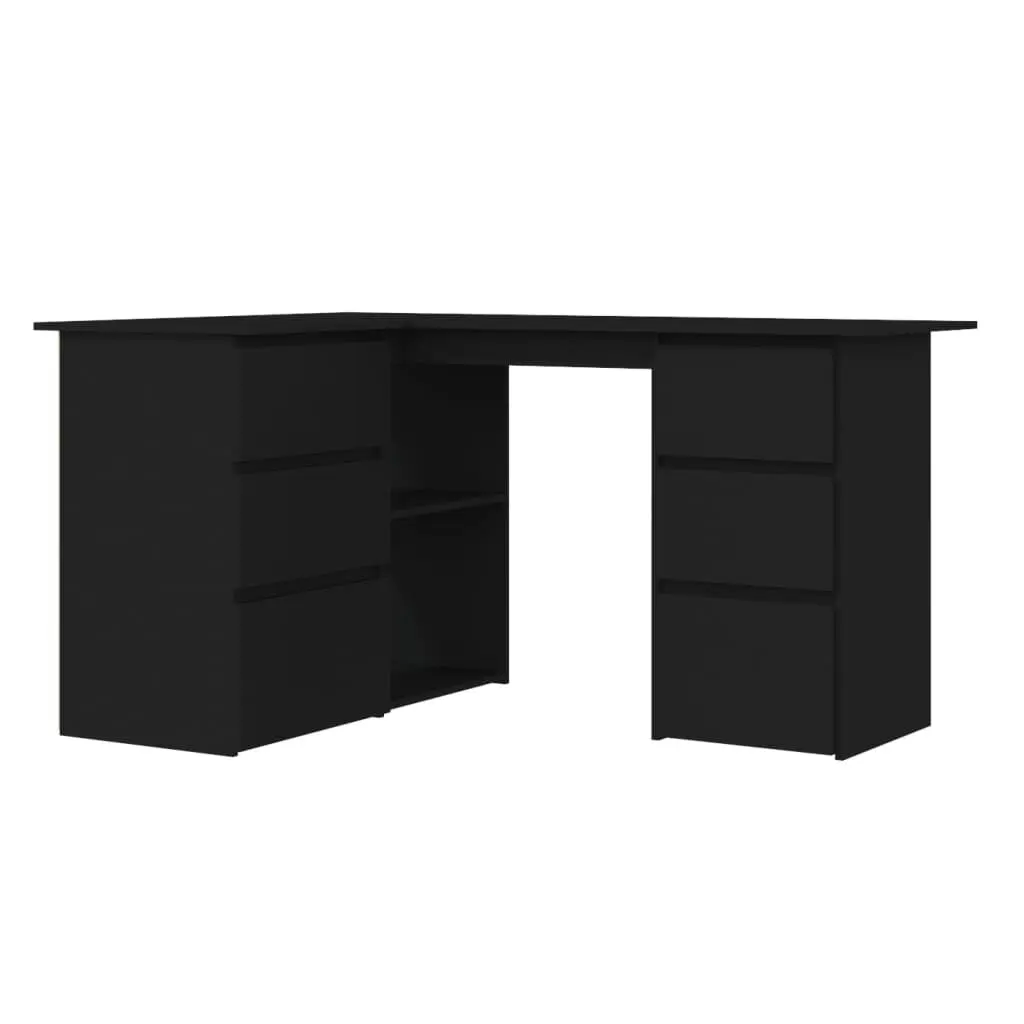 Corner Desk Black 57.1x39.4x29.9 Inches Engineered Wood Home Office Desk